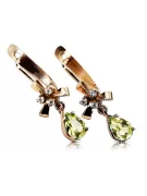 Rose pink 14k 585 gold peridot earrings vec045 Vintage Russian Soviet style