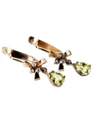 Rosa rosa 14k 585 oro peridot pendientes vec045 Estilo soviético ruso vintage