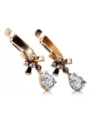 copia de rosa rosa 14k 585 oro zircon pendientes vec001 Estilo soviético ruso vintage