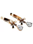 copie de boucles d'oreilles Rose Rose en or 14 carats 585 et zircon, vec001, style soviétique russe vintage