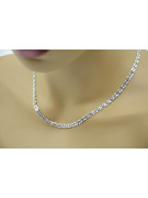 Chaîne en or blanc 14 carats creux avec œil de tigre 585, 55 cm cc093w