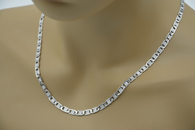 14K White Gold Hollow Chain Necklace cc093w