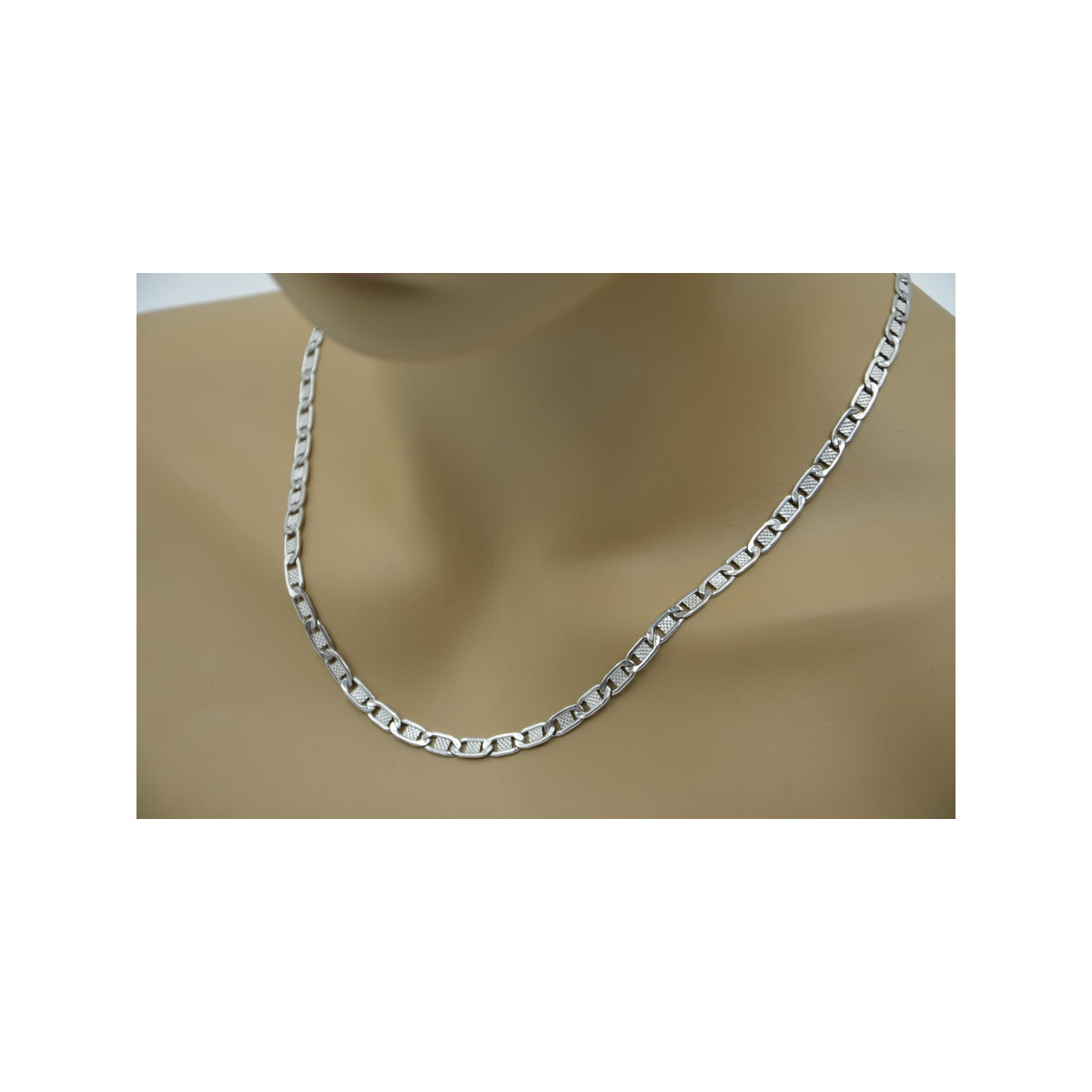 14K White Gold Hollow Chain Necklace cc093w