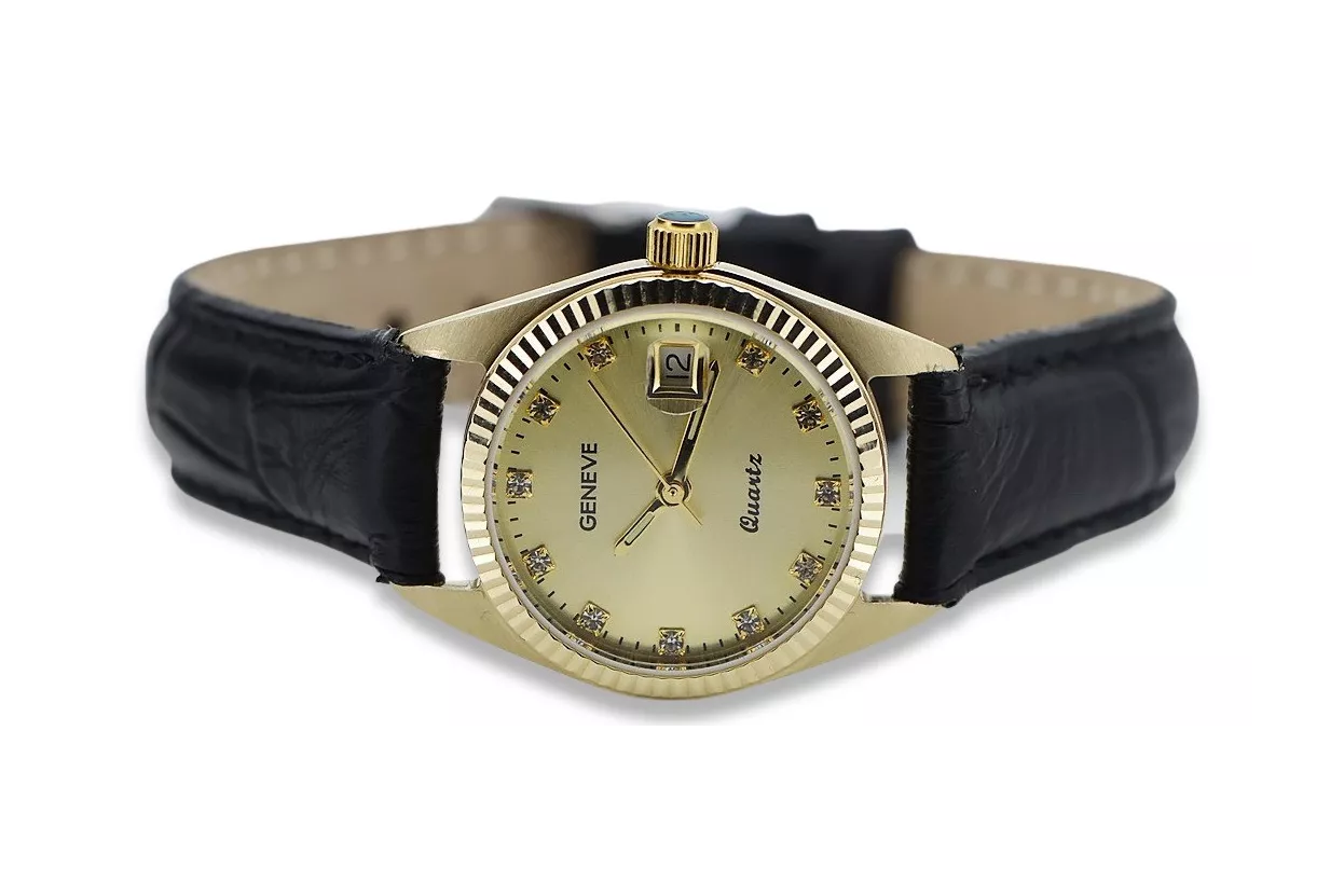 Gold men's watch Geneve ★ zlotychlopak.pl ★ Gold purity 585 333 Low Price!