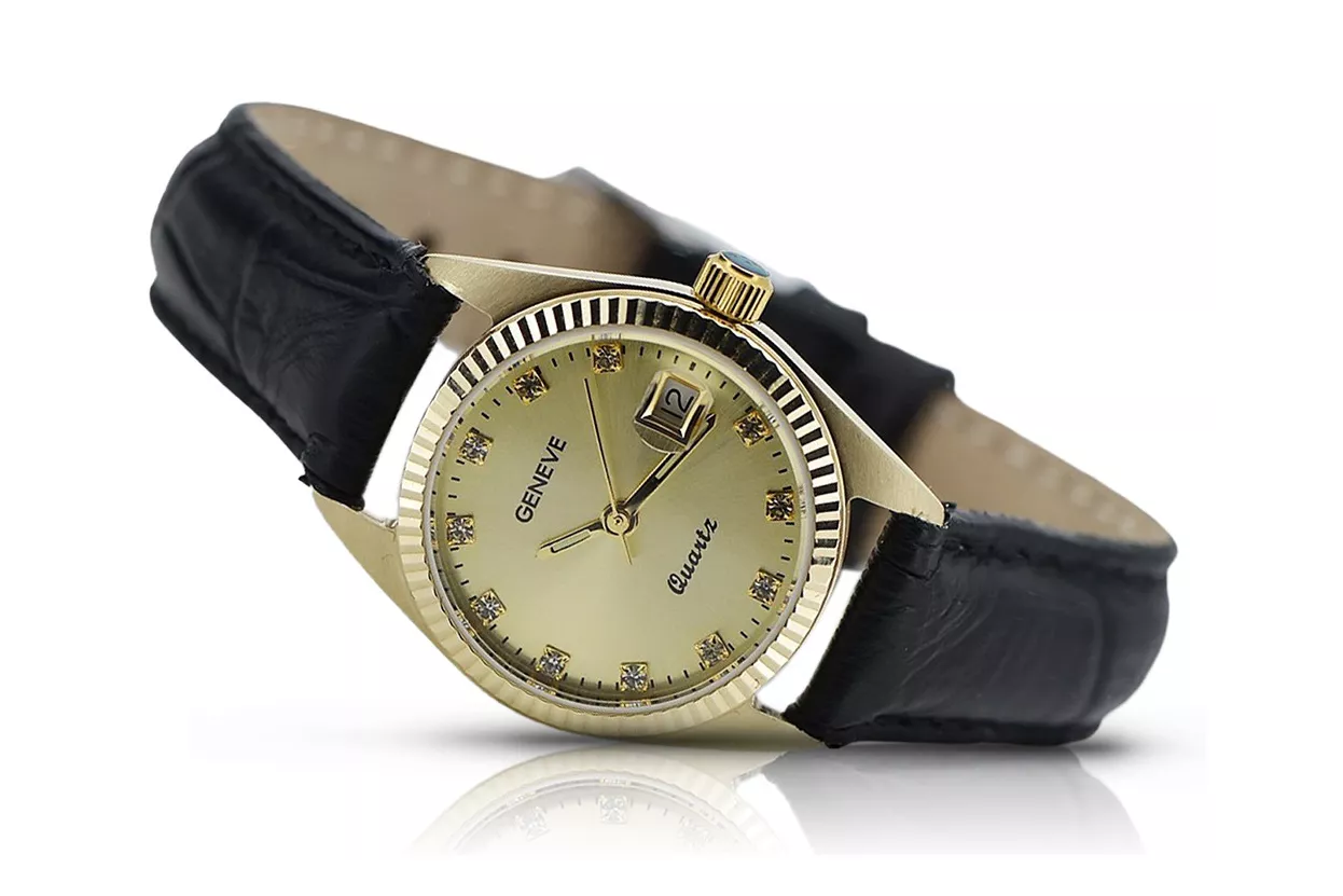 Gold men's watch Geneve ★ zlotychlopak.pl ★ Gold purity 585 333 Low Price!