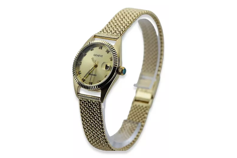 Gold men's watch Geneve ★ zlotychlopak.pl ★ Gold purity 585 333 Low Price!