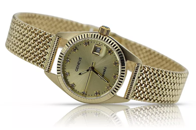 Gold men's watch Geneve ★ zlotychlopak.pl ★ Gold purity 585 333 Low Price!