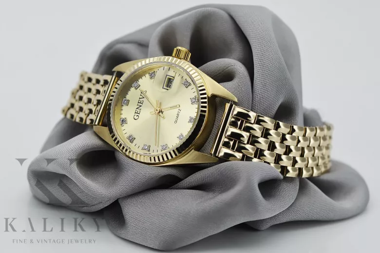 Gold men's watch Geneve ★ zlotychlopak.pl ★ Gold purity 585 333 Low Price!