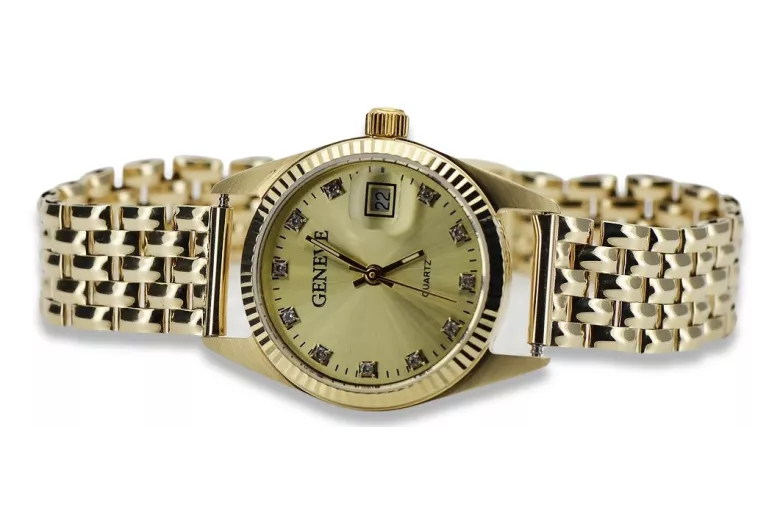 Gold men's watch Geneve ★ zlotychlopak.pl ★ Gold purity 585 333 Low Price!