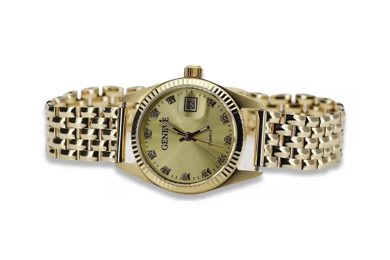 Gold men's watch Geneve ★ zlotychlopak.pl ★ Gold purity 585 333 Low Price!