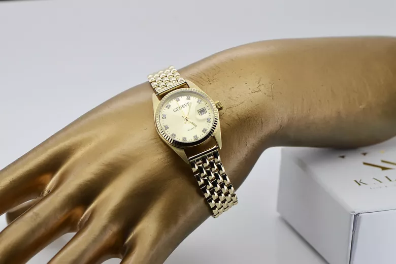 Gold men's watch Geneve ★ zlotychlopak.pl ★ Gold purity 585 333 Low Price!