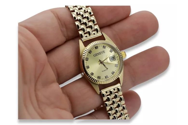 Goldene Herrenuhr Geneve ★ zlotychlopak.pl ★ Gold Reinheit 585 333 Niedriger Preis!