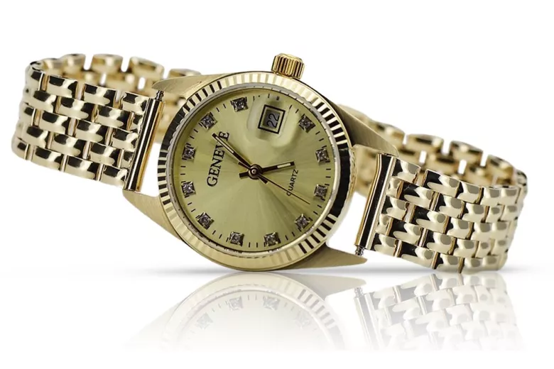 Reloj de oro para hombre Geneve ★ zlotychlopak.pl ★ Pureza de oro 585 333 Precio bajo!