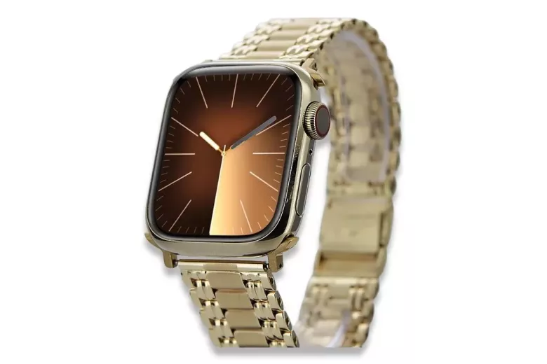 Złota bransoleta 14k 585 do zegarka męskiego Apple watch mbw012apple