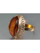 Russian rose Soviet pink USSR red 585 583 gold amber ring vrab050