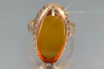 Vintage rose 14k 585 gold amber ring vrab050