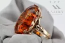 Russian rose Soviet pink USSR red 585 583 gold amber ring vrab052