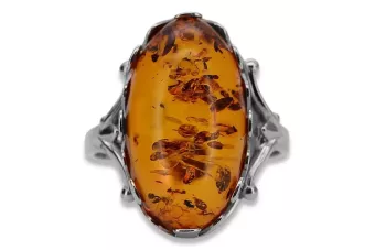 Silver 925 unique amber ring vrab052s Russian Soviet jewelry style