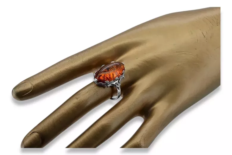 Rose russe rose soviétique rouge 585 583 or amber ring vrab052