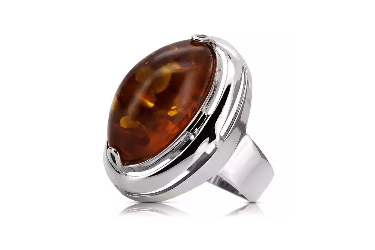 Rose russe rose soviétique rouge 585 583 or amber ring vrab004