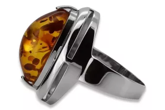 Silver 925 unique amber ring vrab004s Russian Soviet jewelry style