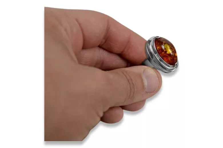 Russische Rose Sowjetrosa UdSSR rot 585 583 gold amber ring vrab004