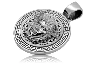 Pendentif en or blanc 14k 585 méduse façon grecque cpn053w