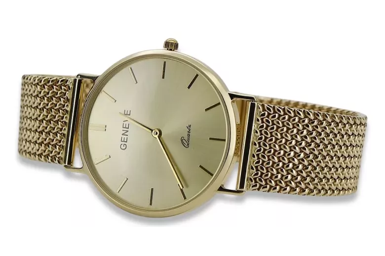 Gold men's watch Geneve ★ zlotychlopak.pl ★ Gold purity 585 333 Low Price!