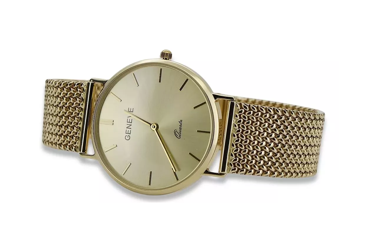 Gold men's watch Geneve ★ zlotychlopak.pl ★ Gold purity 585 333 Low Price!