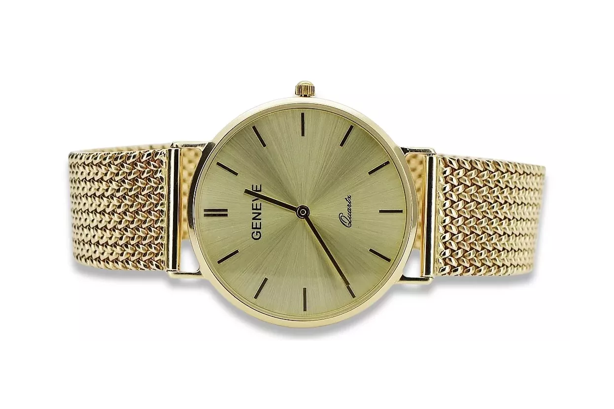 Gold men's watch Geneve ★ zlotychlopak.pl ★ Gold purity 585 333 Low Price!