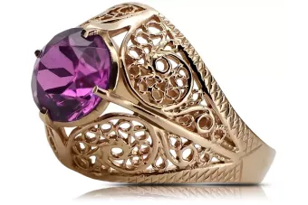 Rose rosa 14k Gold 585 Amethyst Ring vrc026 Jahr