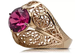 kopie von Rose 14k rosa Gold 585 Ruby Ring vrc130 Jahrgang