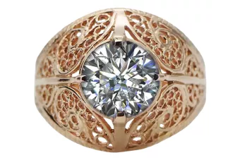 Rose 14k pink gold 585 zircon ring vrc026 Vintage