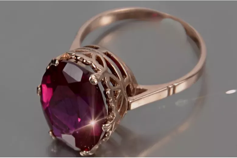 Anillo ruso soviético rosa 14k 585 oro Alejandrita Rubí Esmeralda Zafiro Zircon vrc189