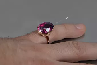 Rose 14k pink gold 585 ruby ring vrc130 Vintage