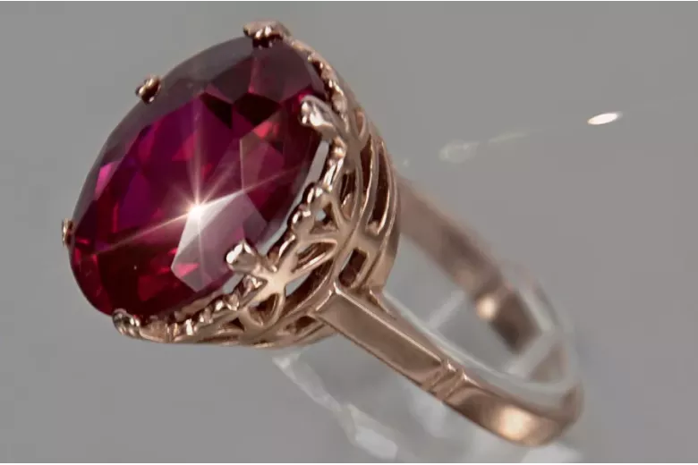 Anillo ruso soviético rosa 14k 585 oro Alejandrita Rubí Esmeralda Zafiro Zircon vrc189