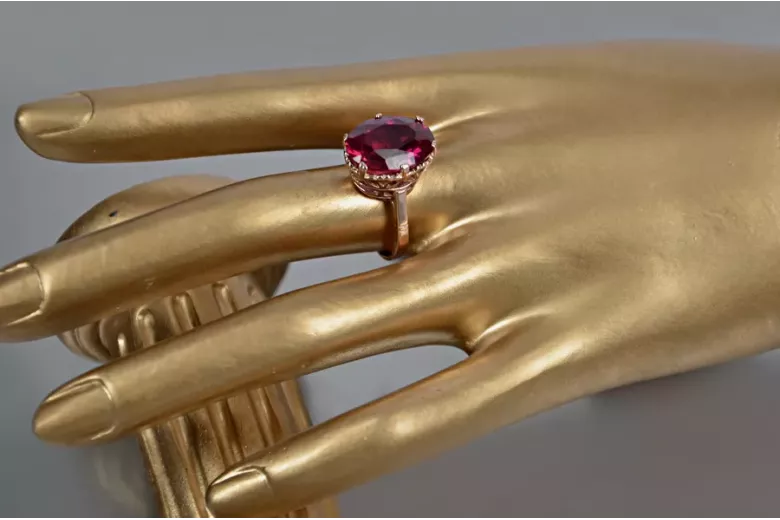 Anillo ruso soviético rosa 14k 585 oro Alejandrita Rubí Esmeralda Zafiro Zircon vrc189