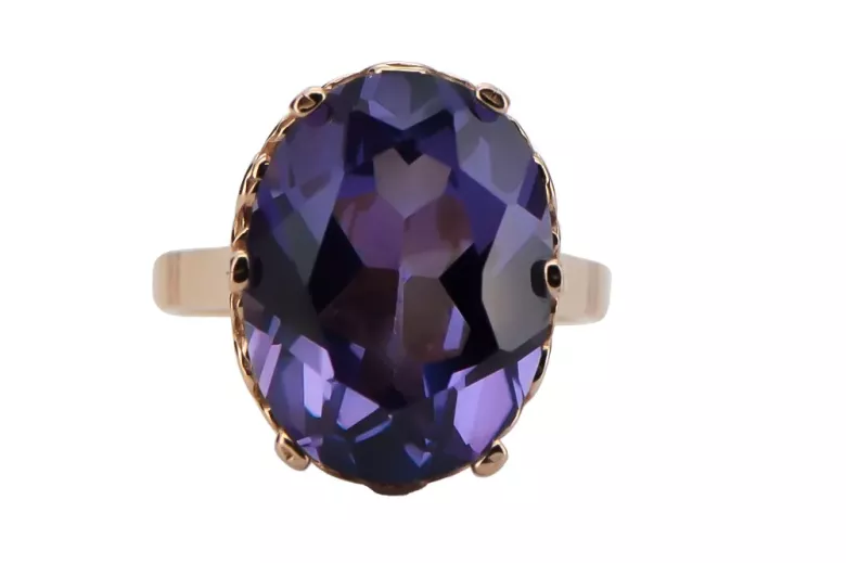 Russe soviétique rose 14k 585 or Alexandrite Rubis Émeraude Saphir Zircon bague vrc084