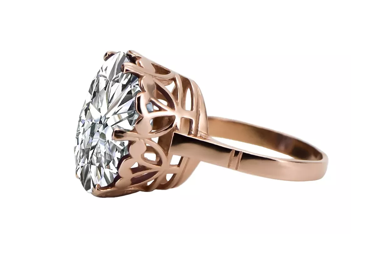 Russische sowjetische Rose 14k 585 Gold Alexandrit Rubin Smaragd Saphir Zirkon Ring vrc084