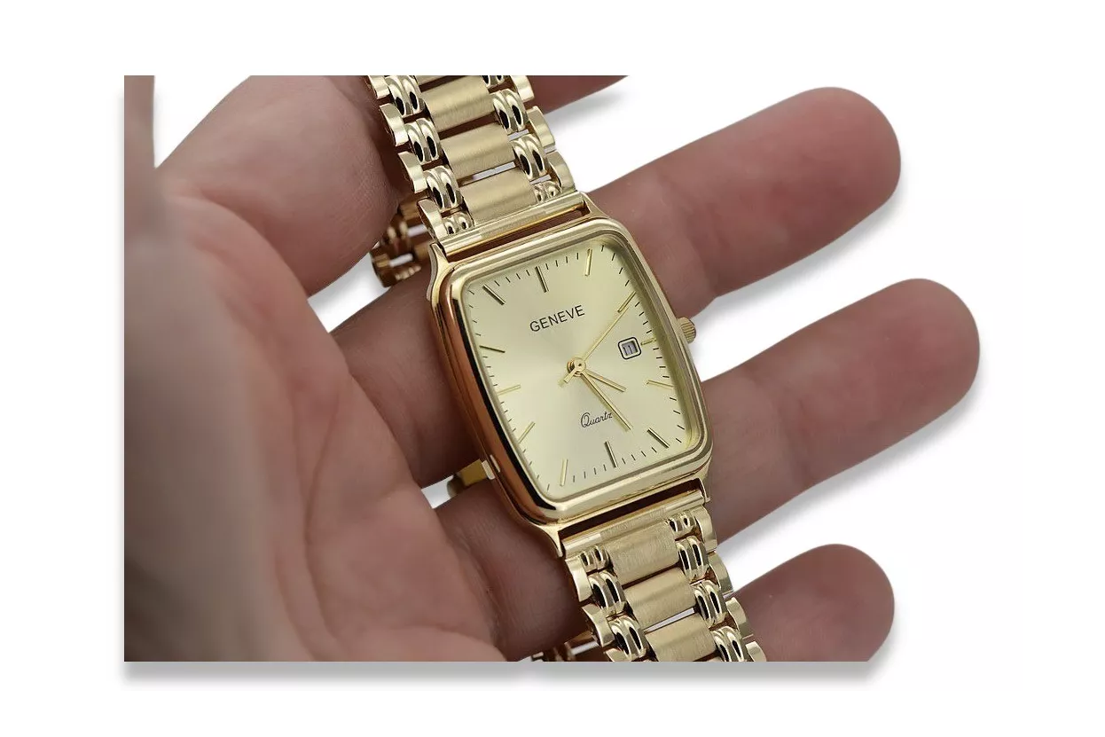 Reloj de oro para hombre Geneve ★ zlotychlopak.pl ★ Pureza de oro 585 333 Precio bajo!