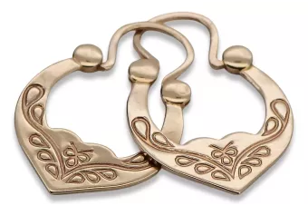 Vintage różowe złoto kolczyki Cyganki 14k 585 ZSRR Vintage ven017