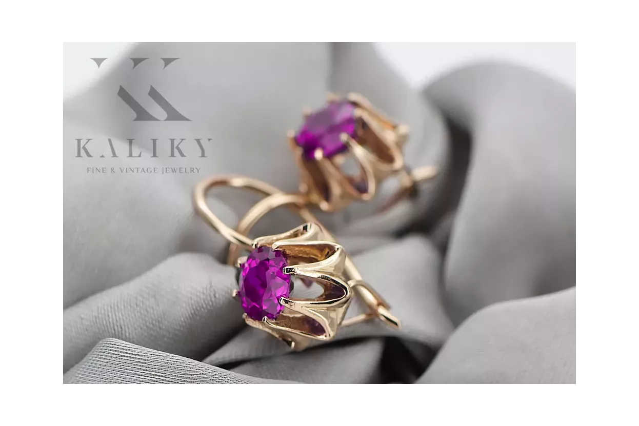 Rose rosa 14k 585 gold amethyst Ohrringe vec092 Jahr