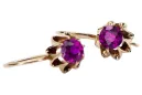 Rose pink 14k 585 gold amethyst earrings vec092 Vintage