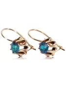 Rosa rosa 14k 585 pendientes aquamarine oro vec092 Estilo soviético ruso vintage