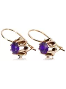 Rose pink 14k 585 gold alexandrite earrings vec092 Vintage Russian Soviet style