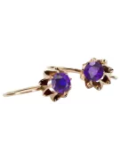 Rose pink 14k 585 gold alexandrite earrings vec092 Vintage Russian Soviet style