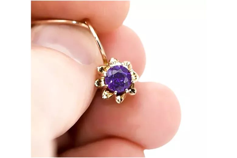 Rose rosa 14k 585 gold alexandrite Ohrringe vec092 Vintage russischer Sowjetstil