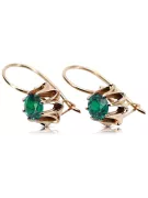 Rose pink 14k 585 gold emerald earrings vec092 Vintage Russian Soviet style