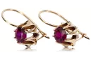 Rosa rosa 14k 585 oro ruby pendientes vec092 Estilo soviético ruso vintage