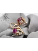 Rosa rosa 14k 585 oro ruby pendientes vec092 Estilo soviético ruso vintage